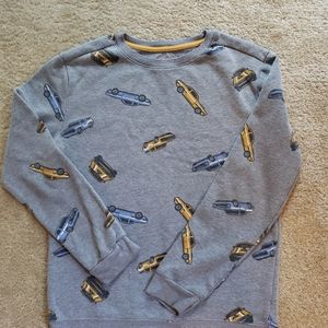 Boys gray sweatshirt with various color cars